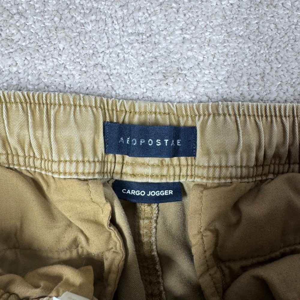 Aeropostale Mens XS Cargo Jogger Pants Khaki Tan Cotton Elastic Waist 4795 Y2K‎